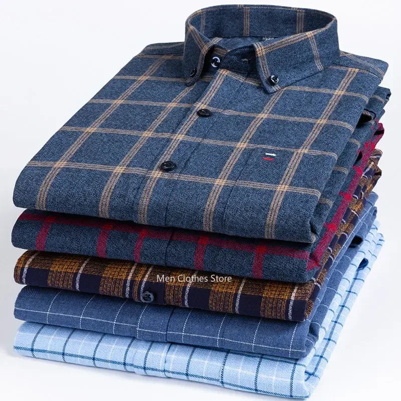 Cameron – Men's Long Sleeve Cotton Plaid Shirt