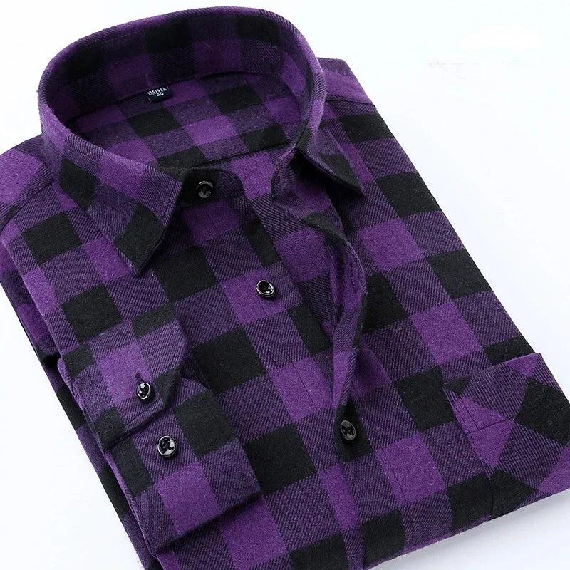 Cameron – Men's Long Sleeve Cotton Plaid Shirt