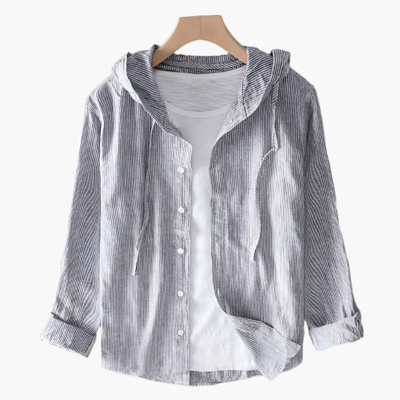 Women's Lightweight Linen Blend Hooded Shirt – Casual Classic Style Top