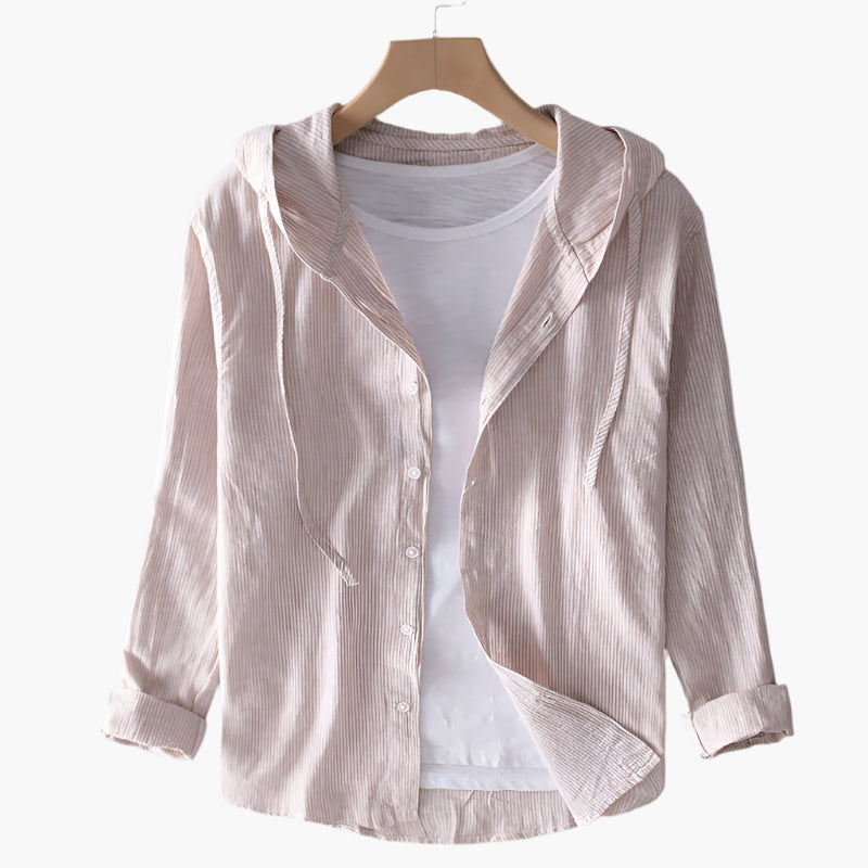 Women's Lightweight Linen Blend Hooded Shirt – Casual Classic Style Top