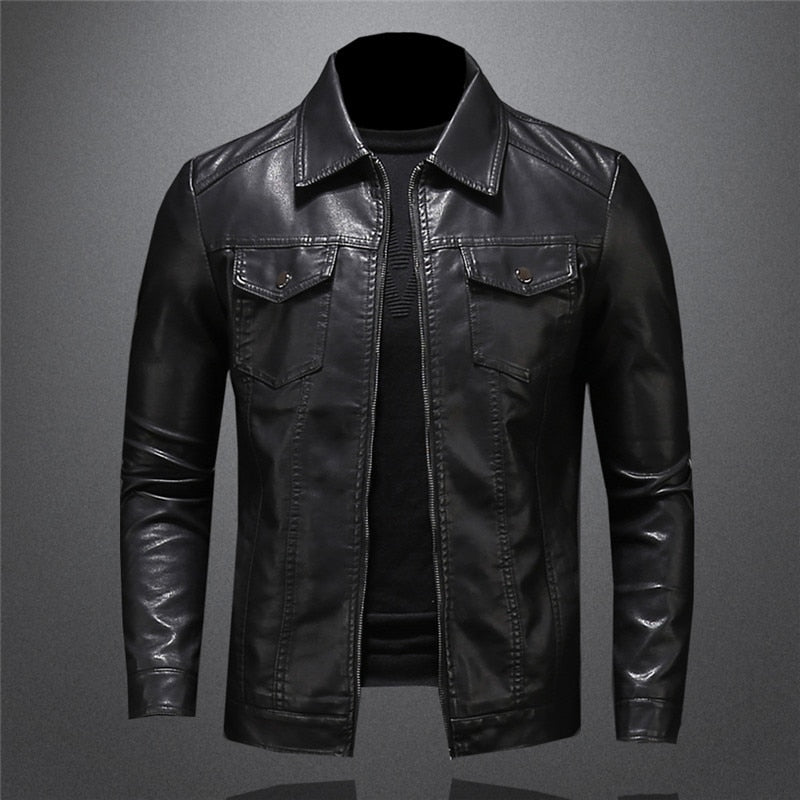 Men's Classic Faux Leather Jacket – Timeless Style for Casual and Formal Wear