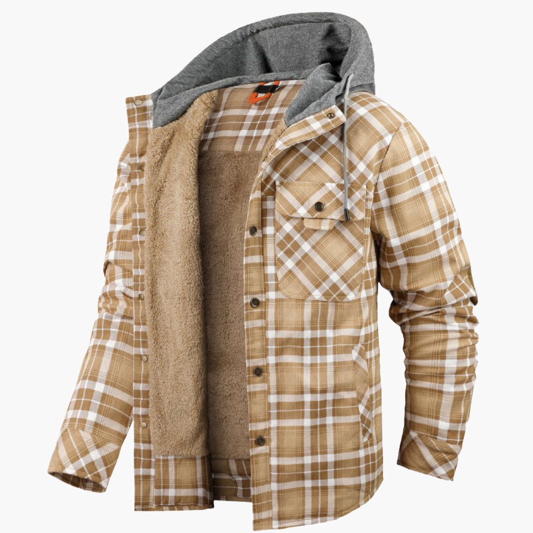 Men's Hooded Plaid Lumber Jacket for Everyday and Outdoor Comfort