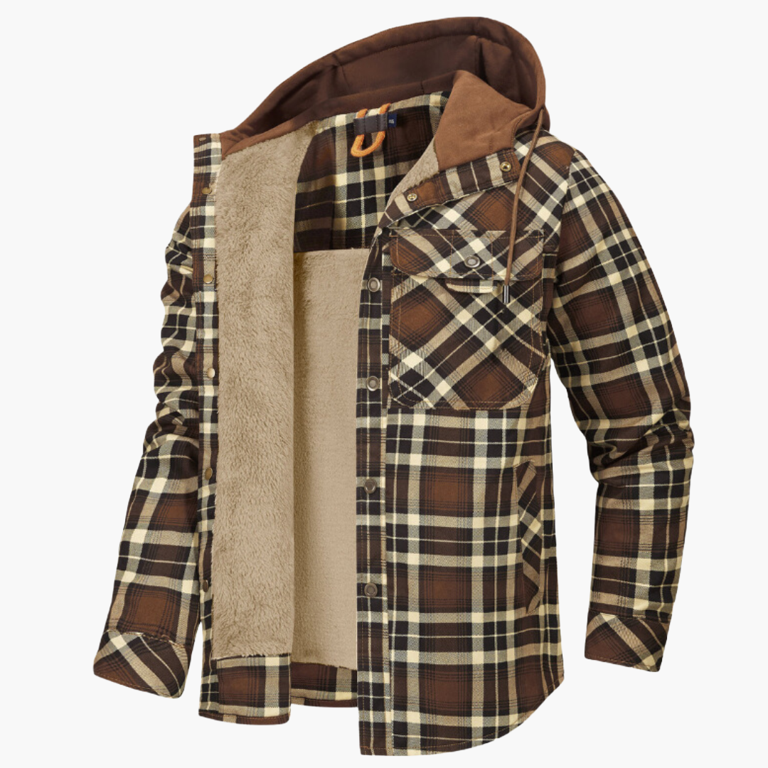 Men's Hooded Plaid Lumber Jacket for Everyday and Outdoor Comfort