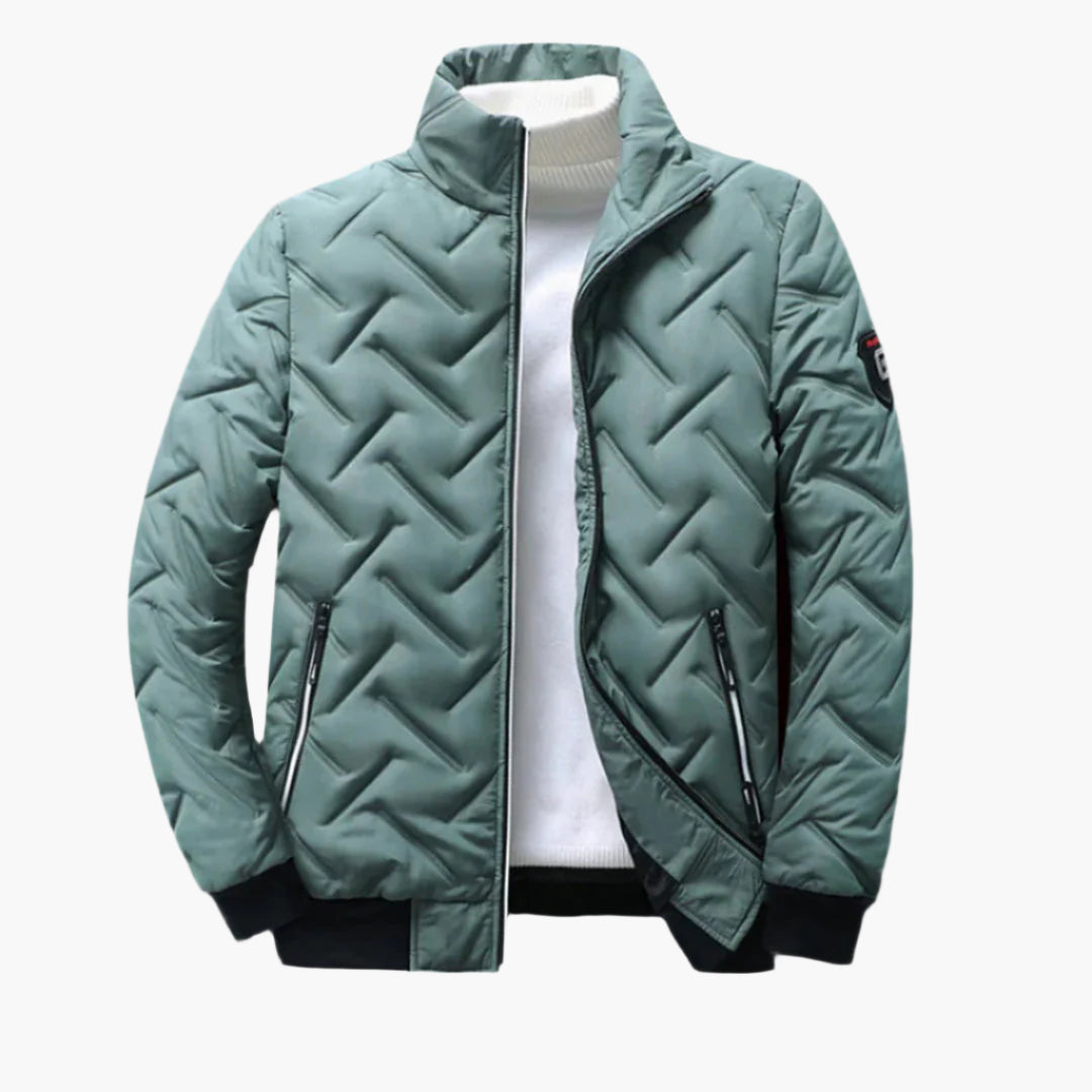 Men's Quilted Winter Bomber Jacket – Elegant Warm Zip-Up Outerwear for Cold Weather