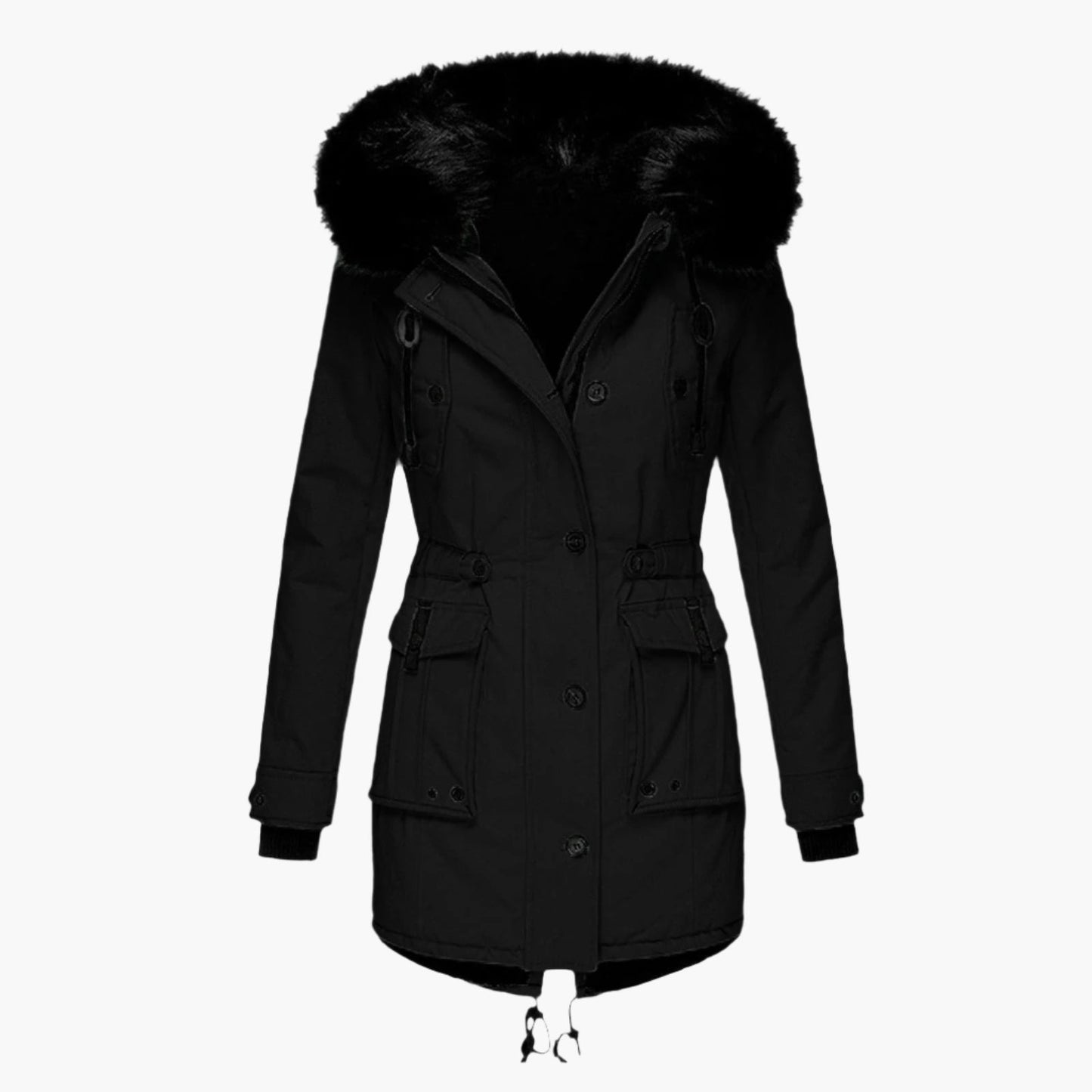 Women's Winter Parka Jacket with Faux Fur Hood – Elegant Outdoor Style for Cold Weather