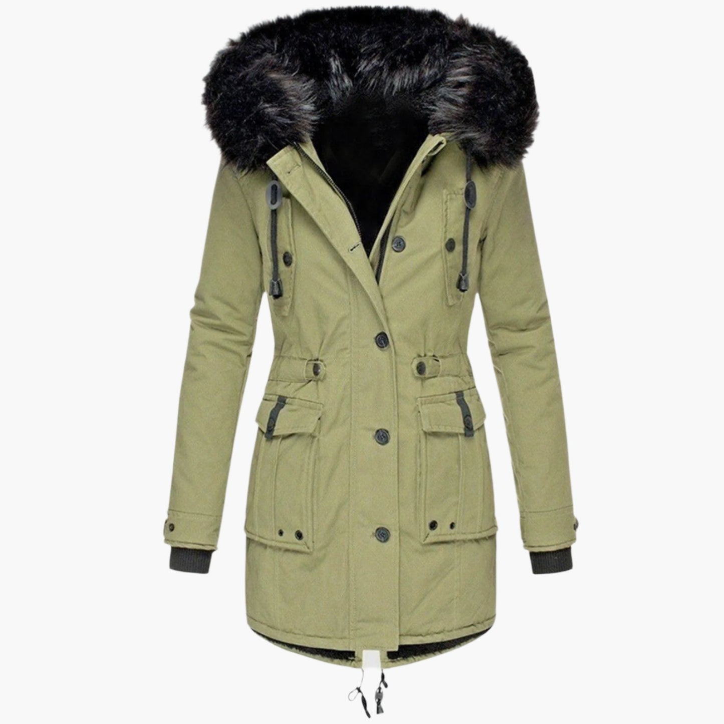 Women's Winter Parka Jacket with Faux Fur Hood – Elegant Outdoor Style for Cold Weather