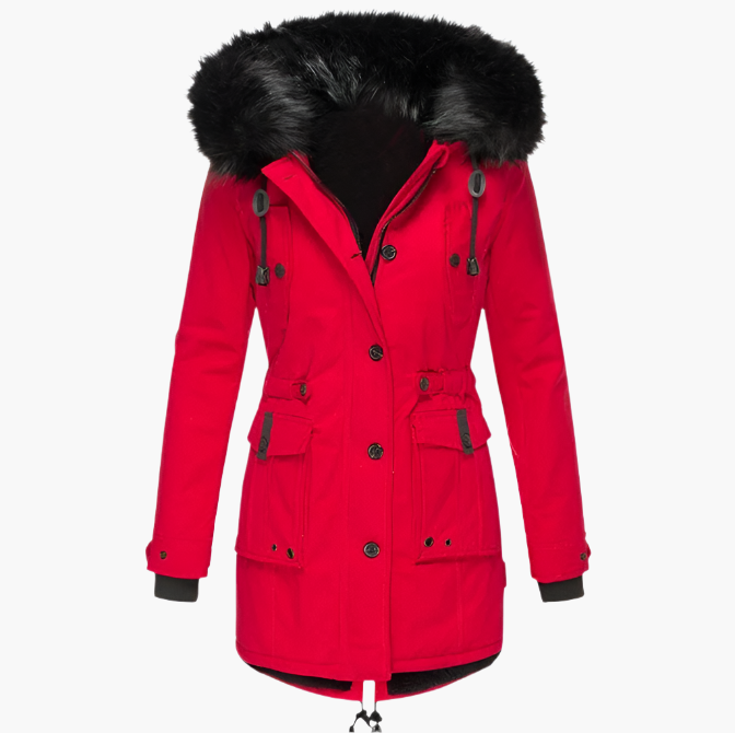 Women's Winter Parka Jacket with Faux Fur Hood – Elegant Outdoor Style for Cold Weather