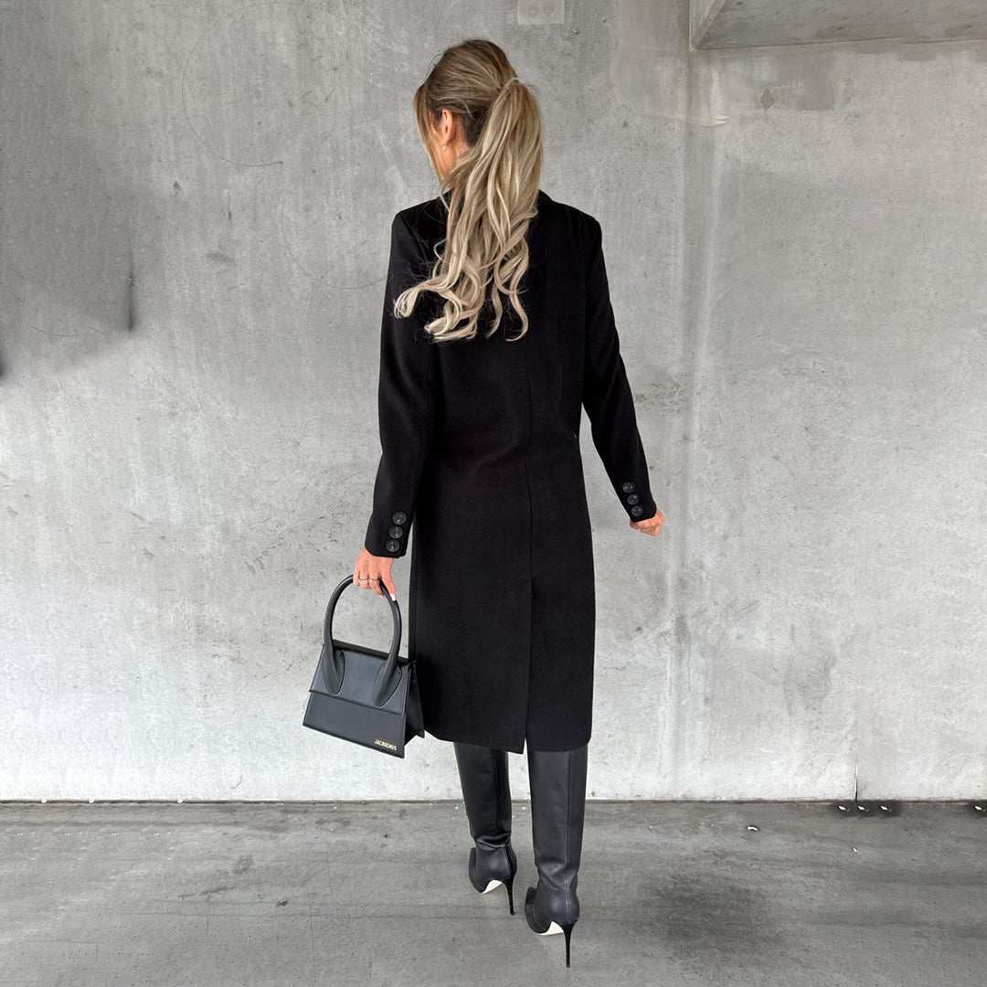 Women's Elegant Double-Breasted Winter Coat – Formal & Casual Chic Outerwear