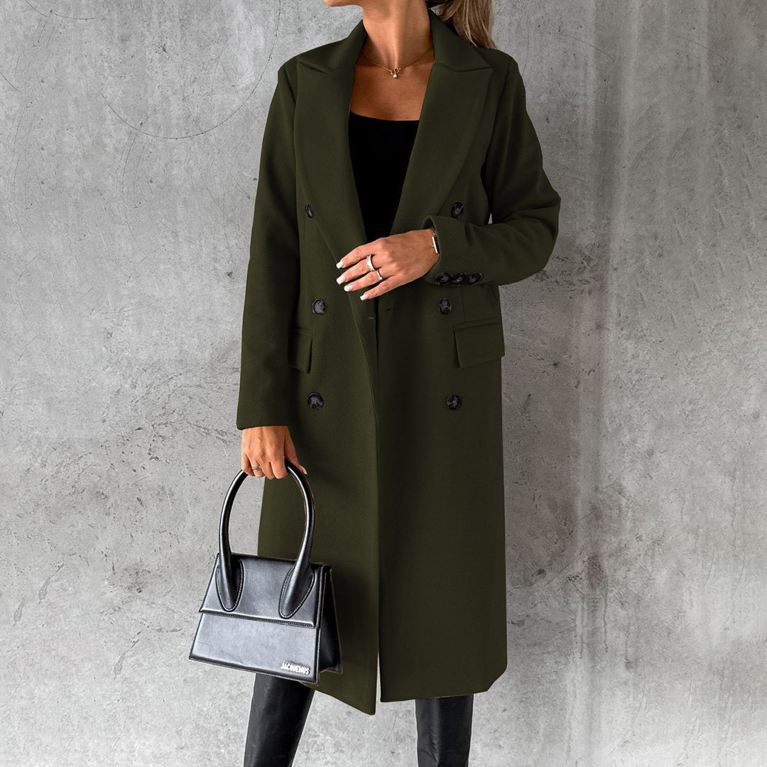Women's Elegant Double-Breasted Winter Coat – Formal & Casual Chic Outerwear