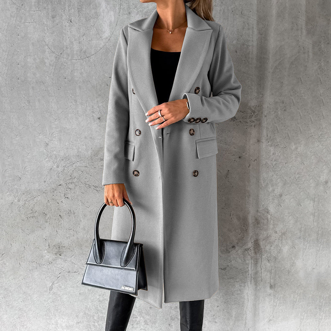 Women's Elegant Double-Breasted Winter Coat – Formal & Casual Chic Outerwear