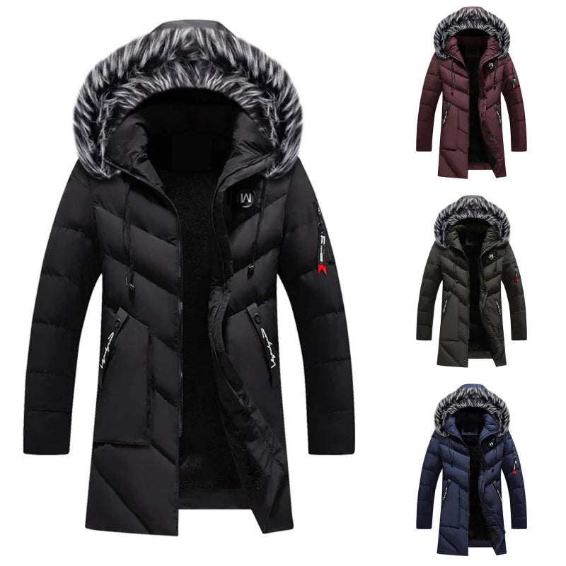 Men's Winter Parka Jacket with Faux Fur Hood – Warm Insulated Casual Outdoor Coat