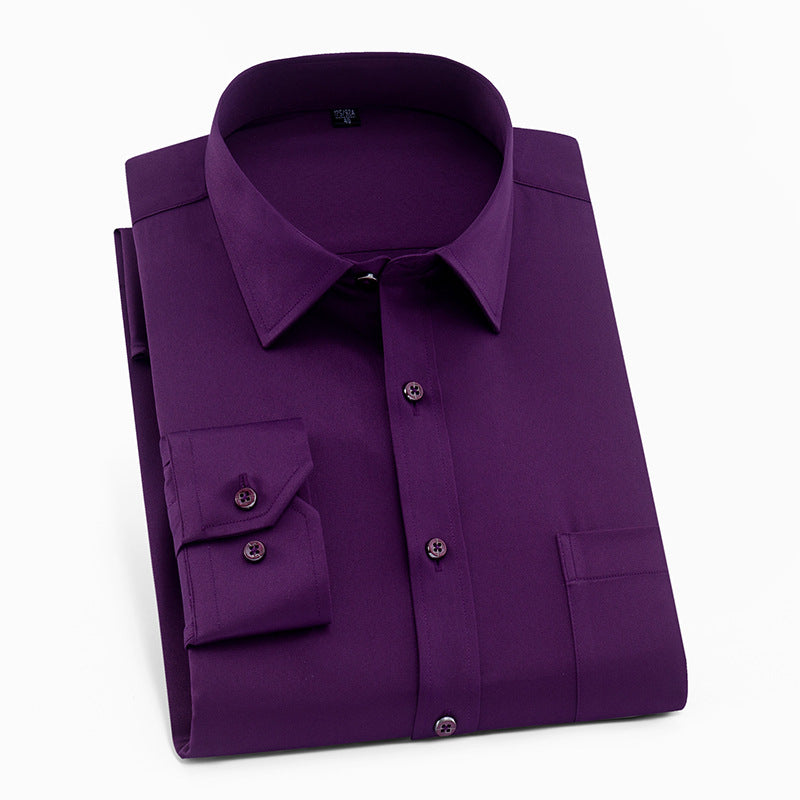 Nigel – Men's Solid Color Square Collar Long-sleeved Shirt