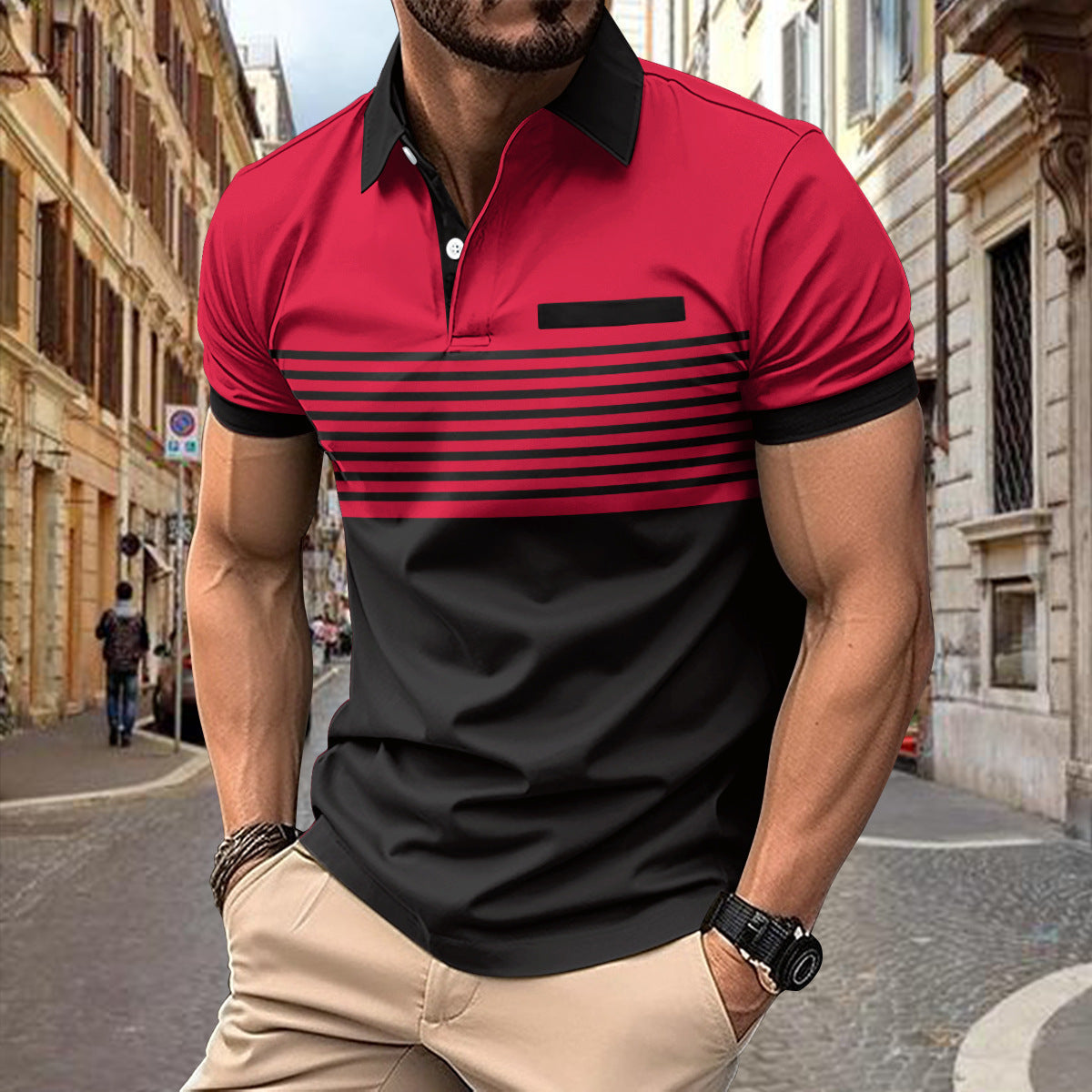 Roy – Casual Striped Shirt with Chest Pocket