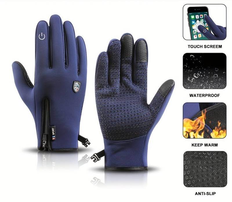 Men's and Women's Winter Outdoor Sports Gloves Windproof Waterproof Thermal Fleece Lined
