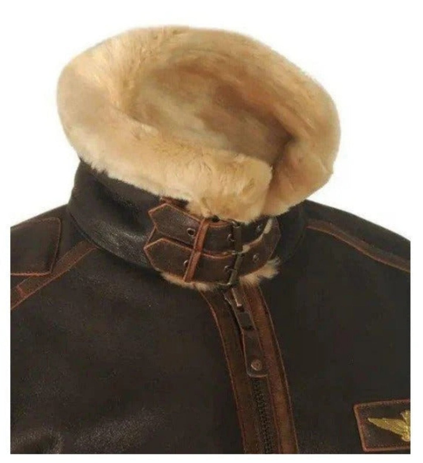 Men's Classic Shearling Collar Aviator Bomber Jacket for Winter