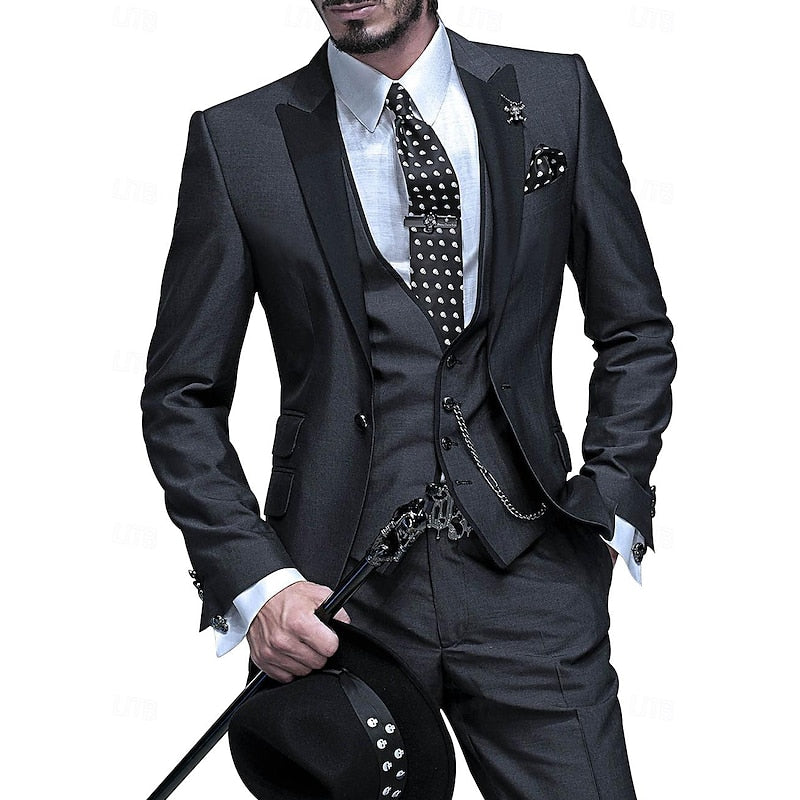 Men's 3-Piece Formal Business Suit Set – Classic Slim Fit, Modern Elegance, Versatile for Weddings & Office