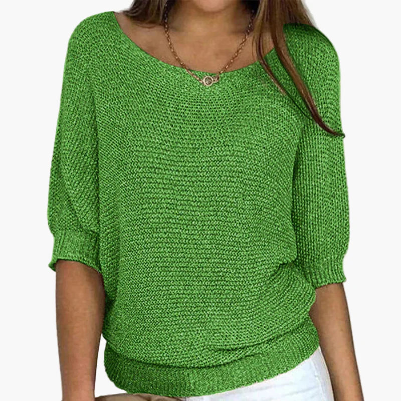 Women's Relaxed Knit Pullover Sweater – Casual Everyday Loose Fit Top