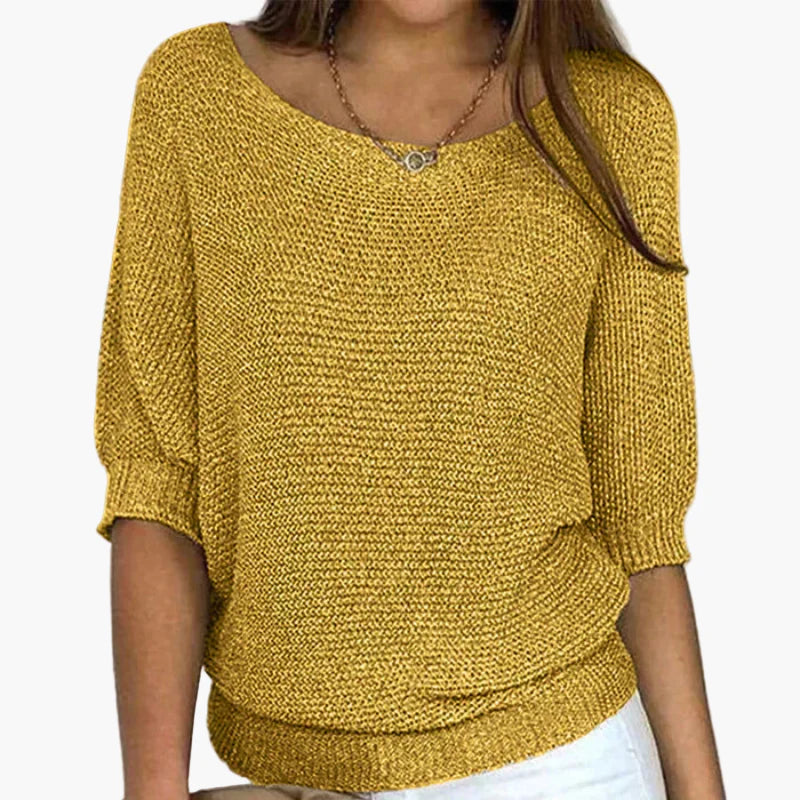 Women's Relaxed Knit Pullover Sweater – Casual Everyday Loose Fit Top