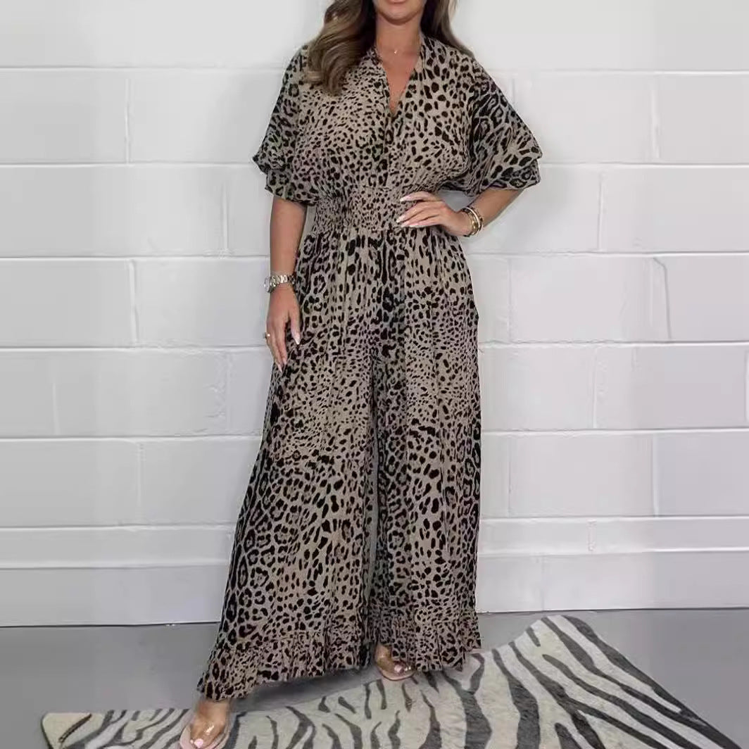 Catherine – Women's Casual Leopard Print Jumpsuit