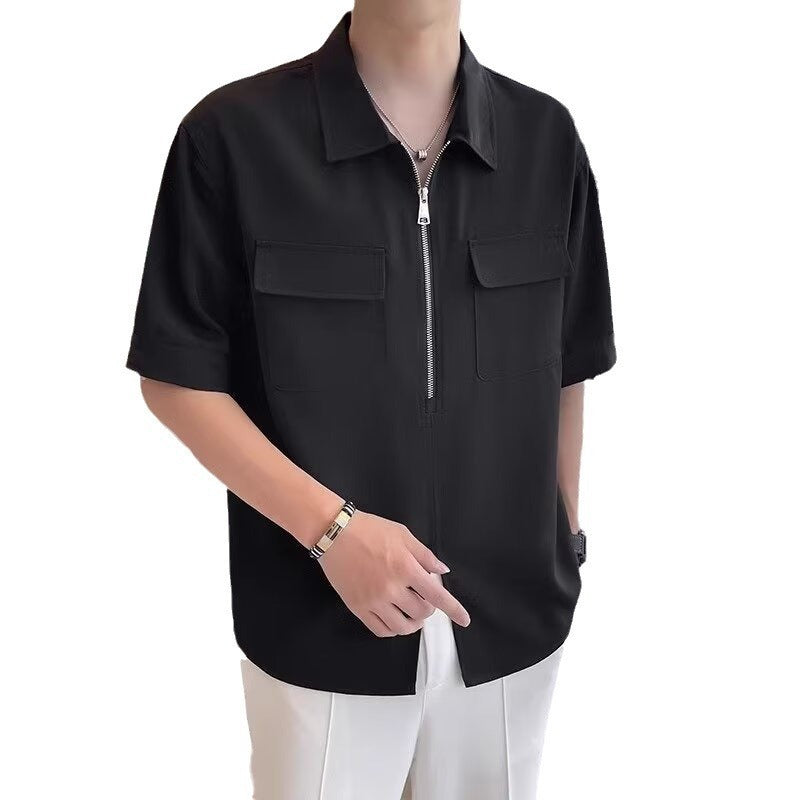 Terence – Short Sleeve Workwear Shirt with Half Zipper