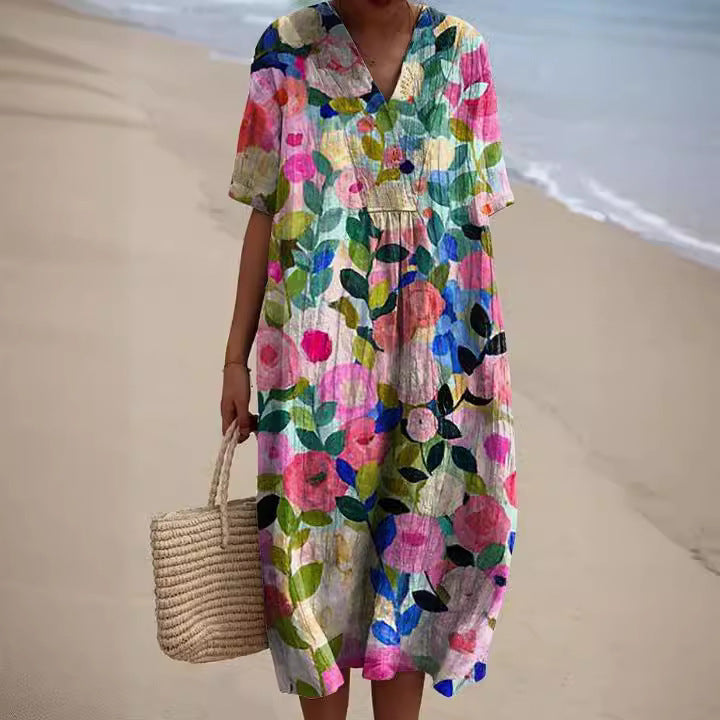 Christina – Comfortable Loose Printed Long Dress