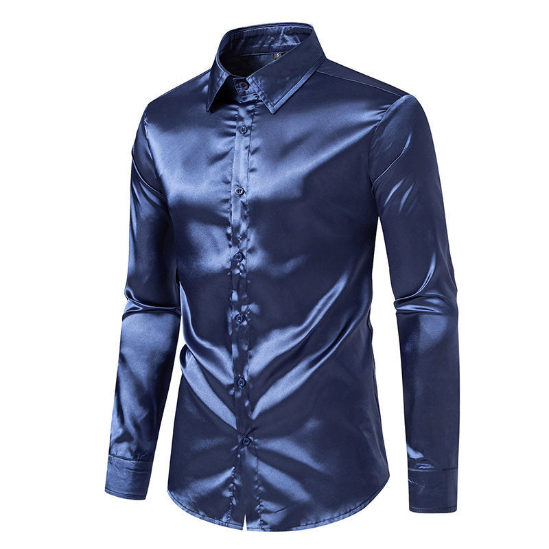 Elliot – Men's Satin Solid Color Glossy Shirt