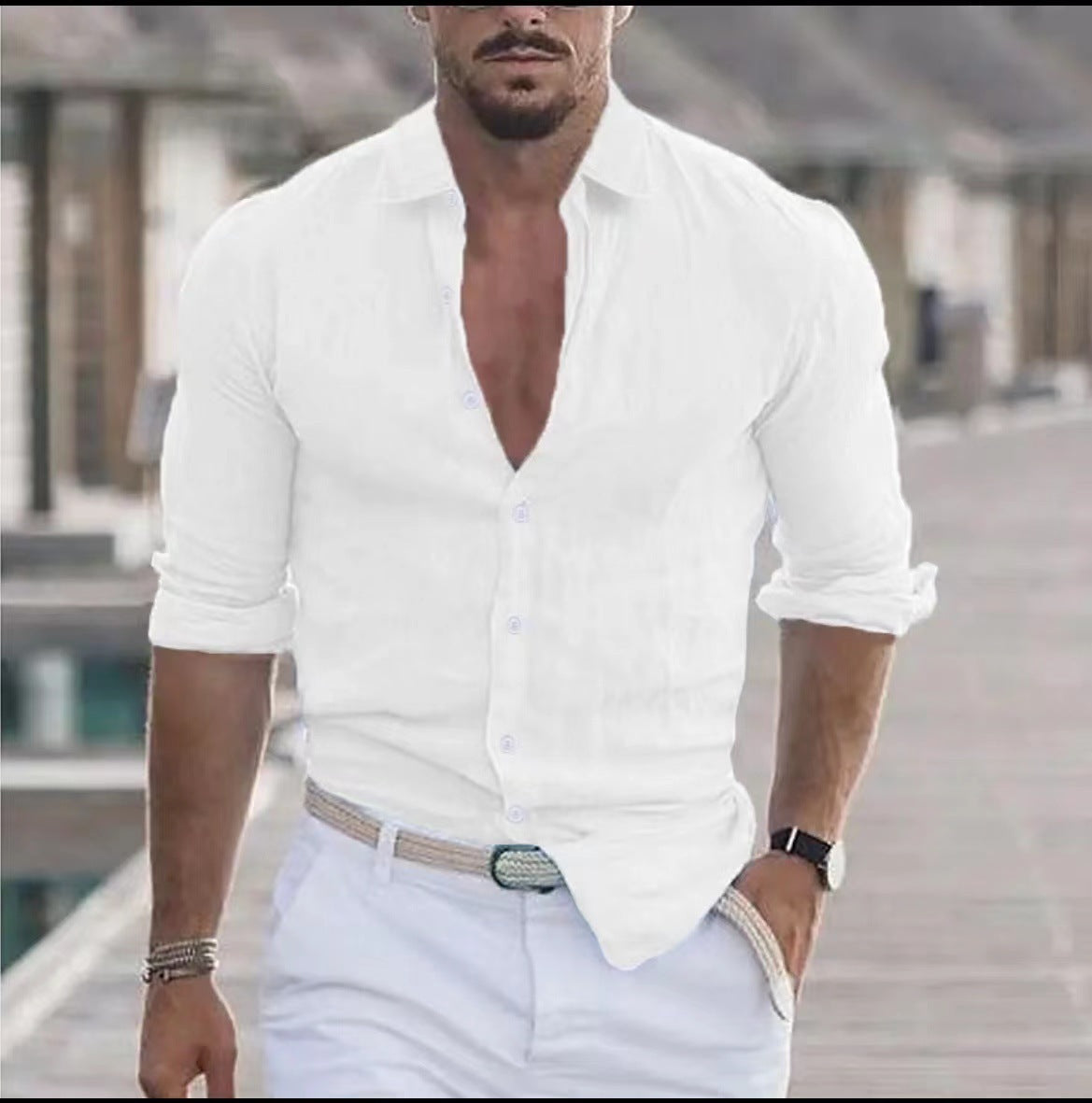 Alfred – Men's Linen Button-Up Beach Shirt