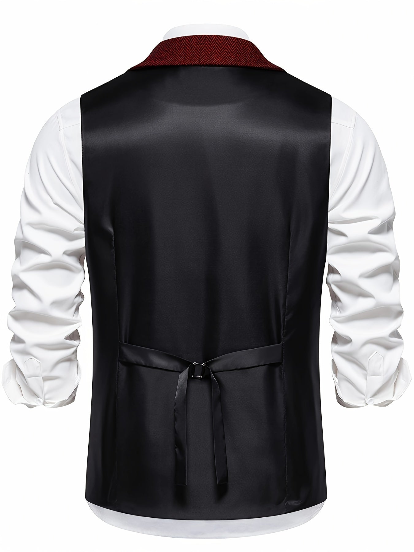 Men's Classic Herringbone Waistcoat Vest – Formal Retro Style for Business or Special Occasions