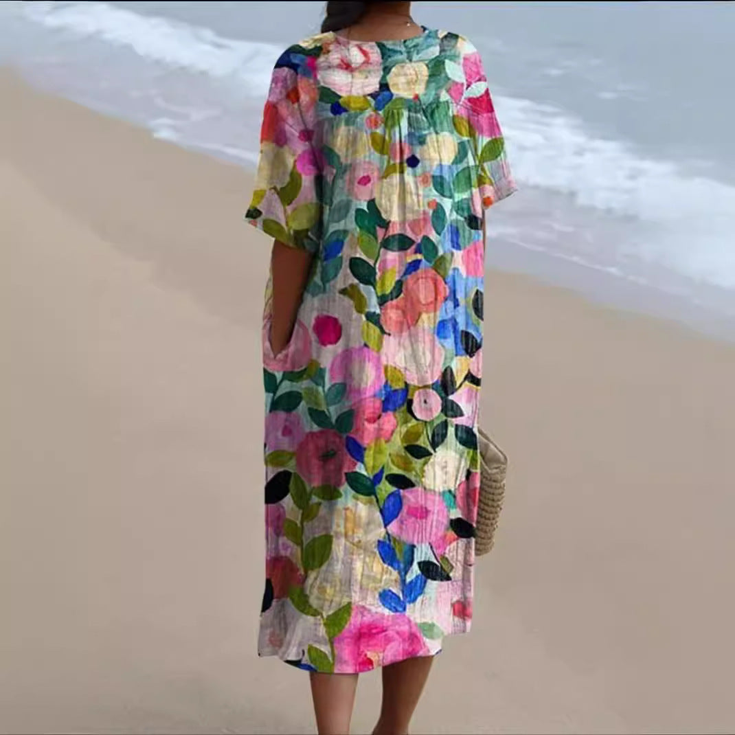 Christina – Comfortable Loose Printed Long Dress