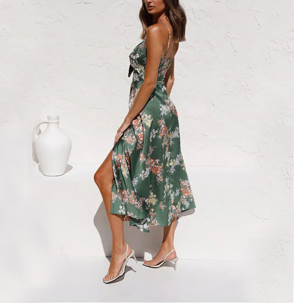 Women's Floral Midi Summer Dress – Chic Boho Beach & Party Look