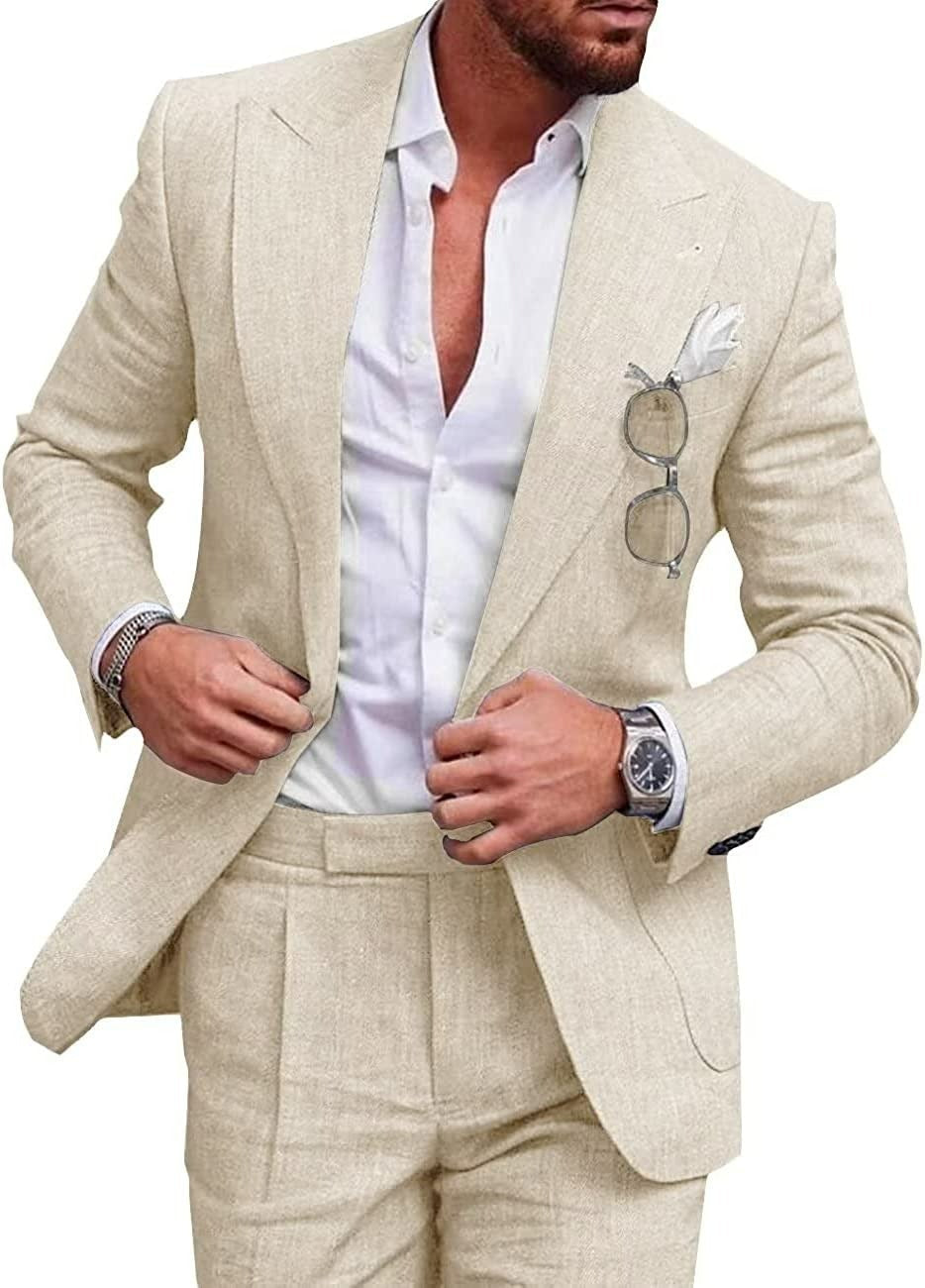 Men’s Tailored Business Suit – 2-Piece Formal Slim Fit Set with Blazer and Pants
