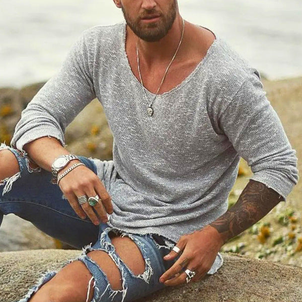 Jason – Men's Boho Loose Casual Long Sleeves Collar T-shirt