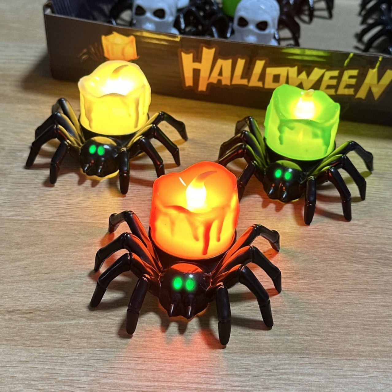 Halloween Spider Candle Lamp Decoration – Spooky Party Prop for Trick-or-Treat & Haunted Houses