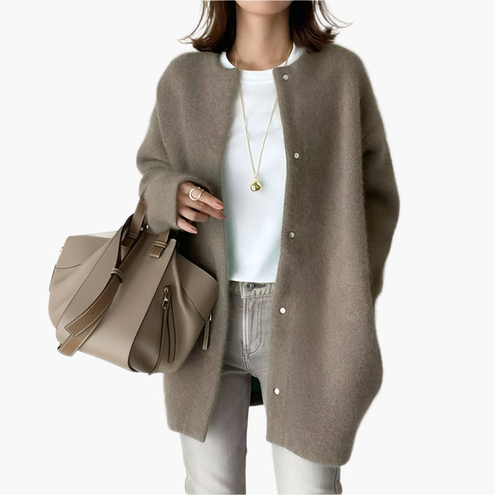 Women's Elegant Casual Knit Cardigan Jacket – Versatile Relaxed Fit Top for Everyday Style