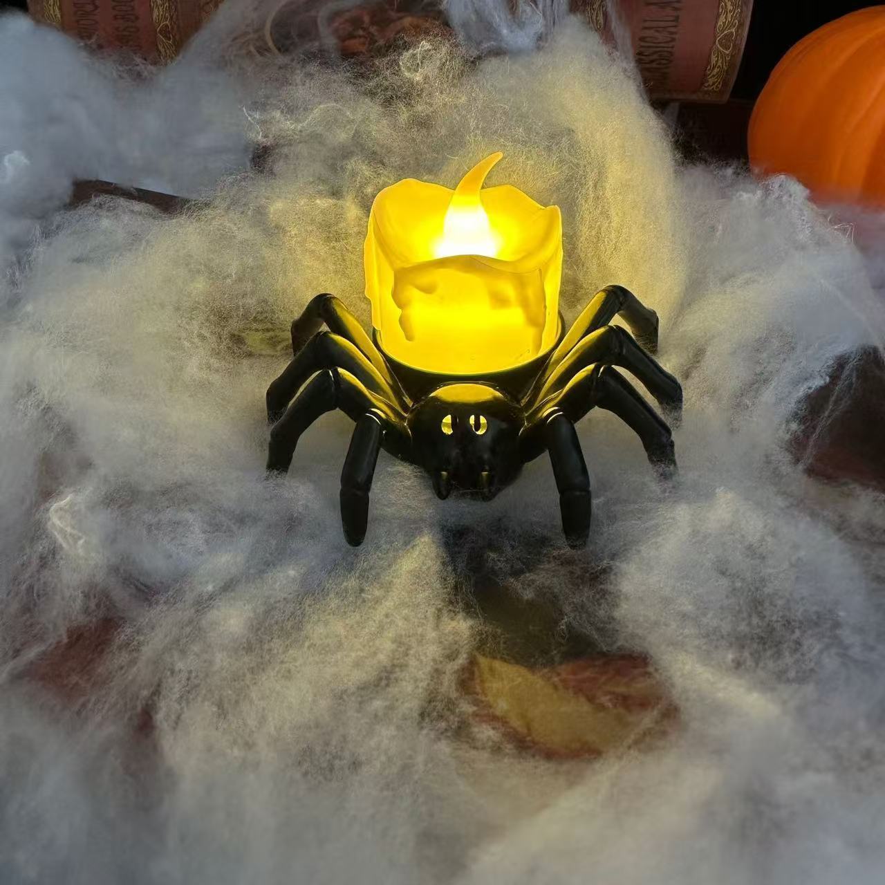 Halloween Spider Candle Lamp Decoration – Spooky Party Prop for Trick-or-Treat & Haunted Houses