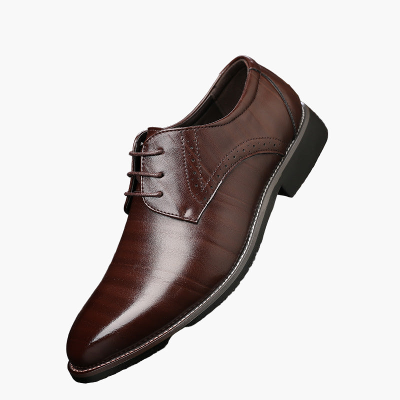 Men's Classic Derby Dress Shoes with Brogue Detailing – Formal and Casual Comfort