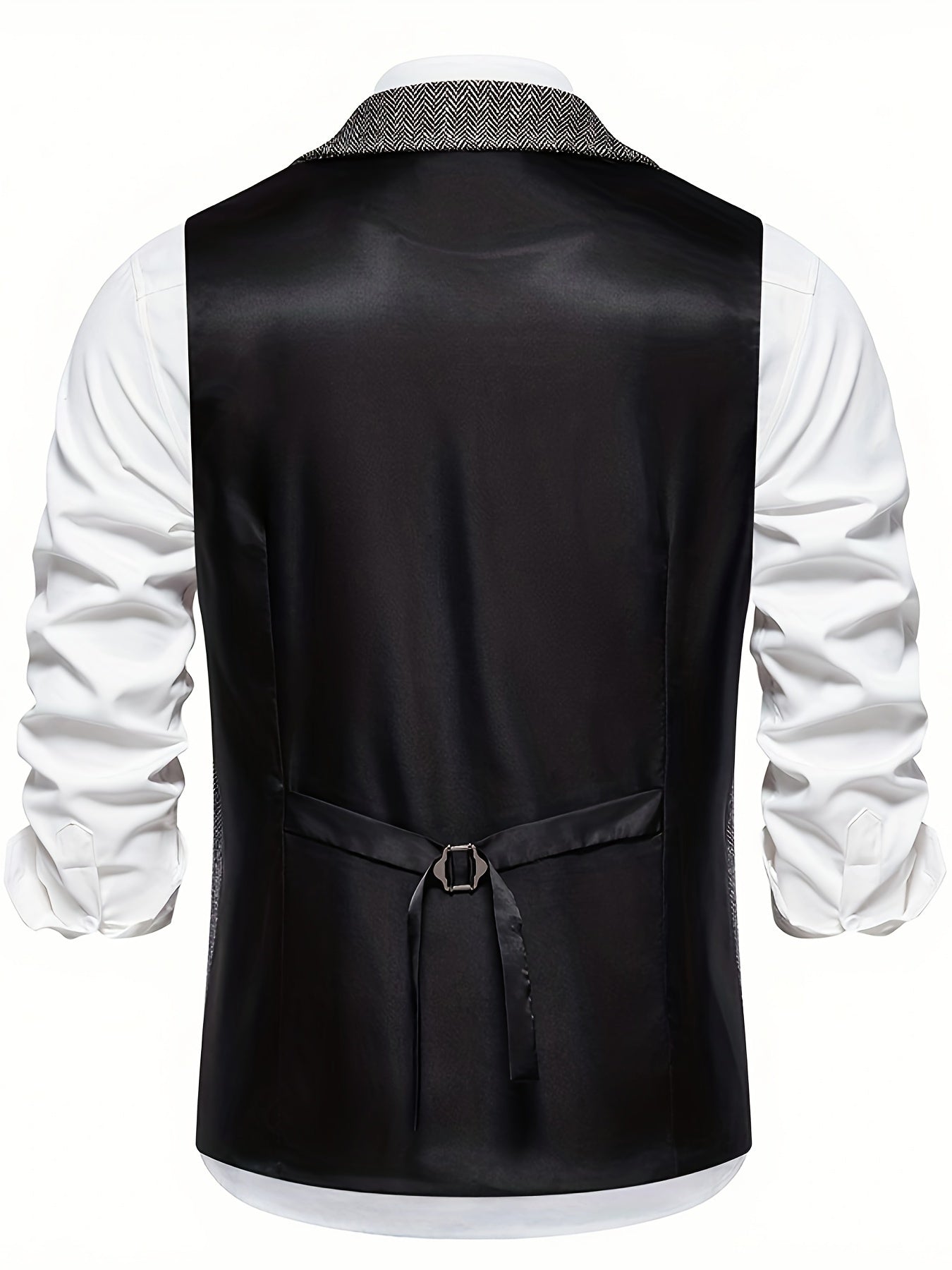Men's Classic Herringbone Waistcoat Vest – Formal Retro Style for Business or Special Occasions