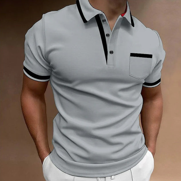 Men's Casual Slim Fit Polo Shirt Classic Short Sleeve Top for Leisure and Everyday Wear