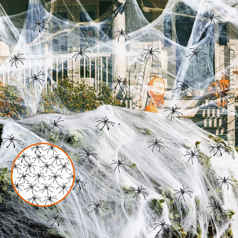 Halloween Spider Web Decoration with Fake Spiders for Outdoor and Indoor Haunted House Parties