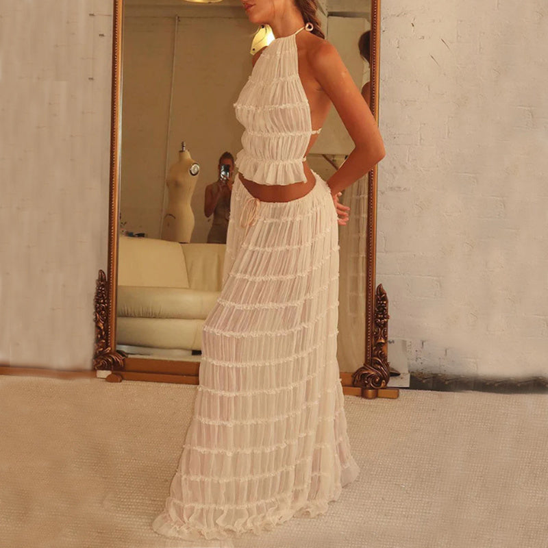 Amelia – Elegant Sleeveless Halter Dress Set