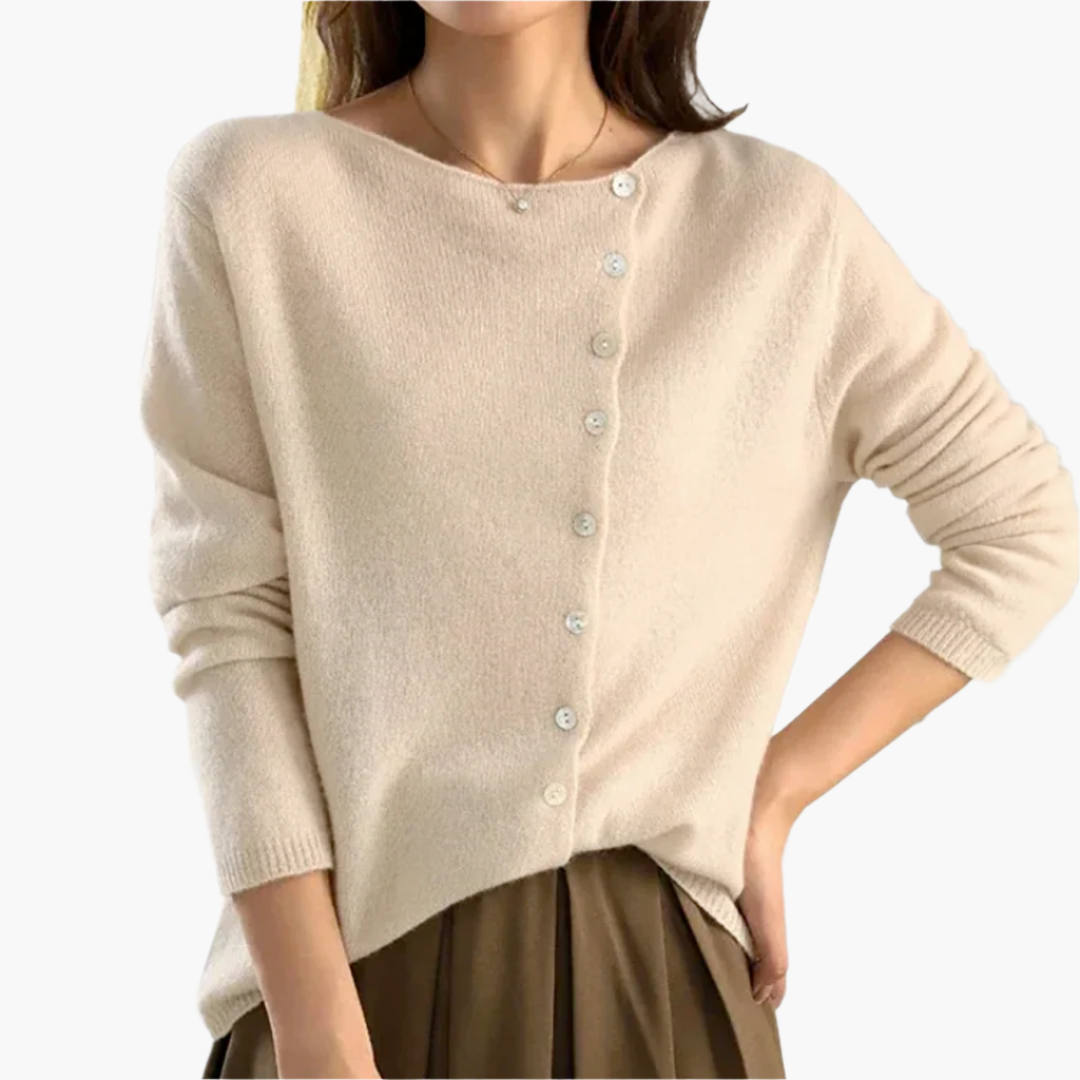 Women's Elegant Side-Buttoned Cardigan Sweater for Versatile Style