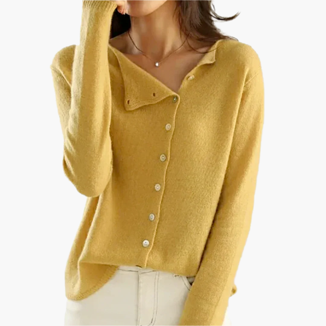 Women's Elegant Side-Buttoned Cardigan Sweater for Versatile Style