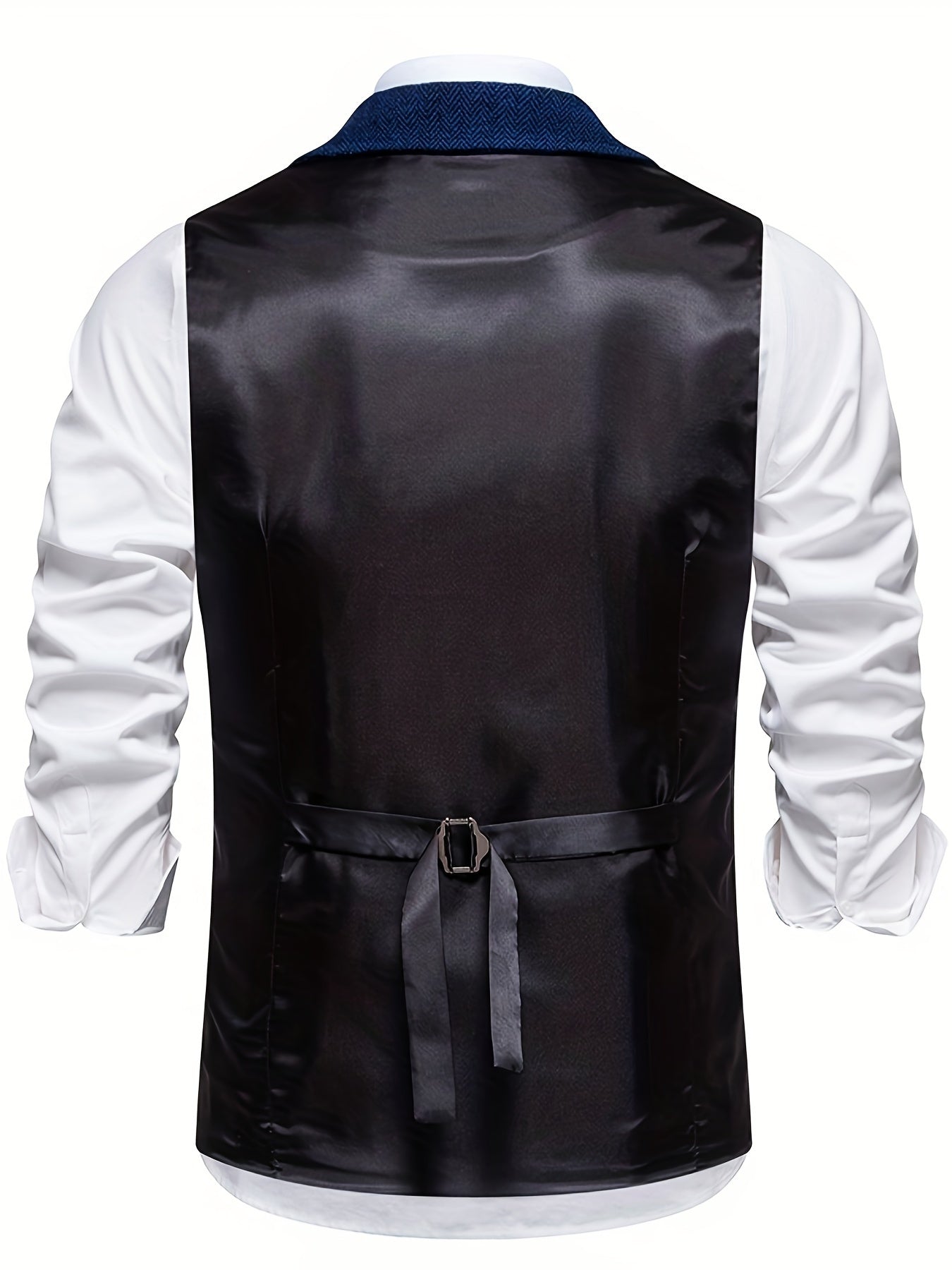 Men's Classic Herringbone Waistcoat Vest – Formal Retro Style for Business or Special Occasions