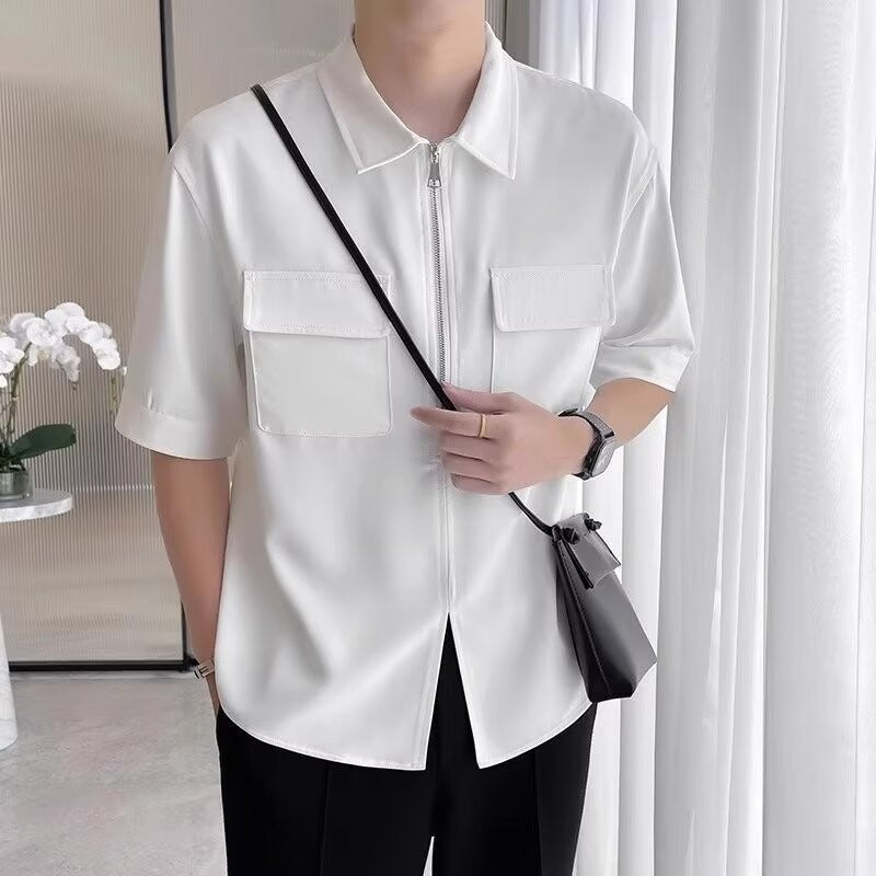 Terence – Short Sleeve Workwear Shirt with Half Zipper