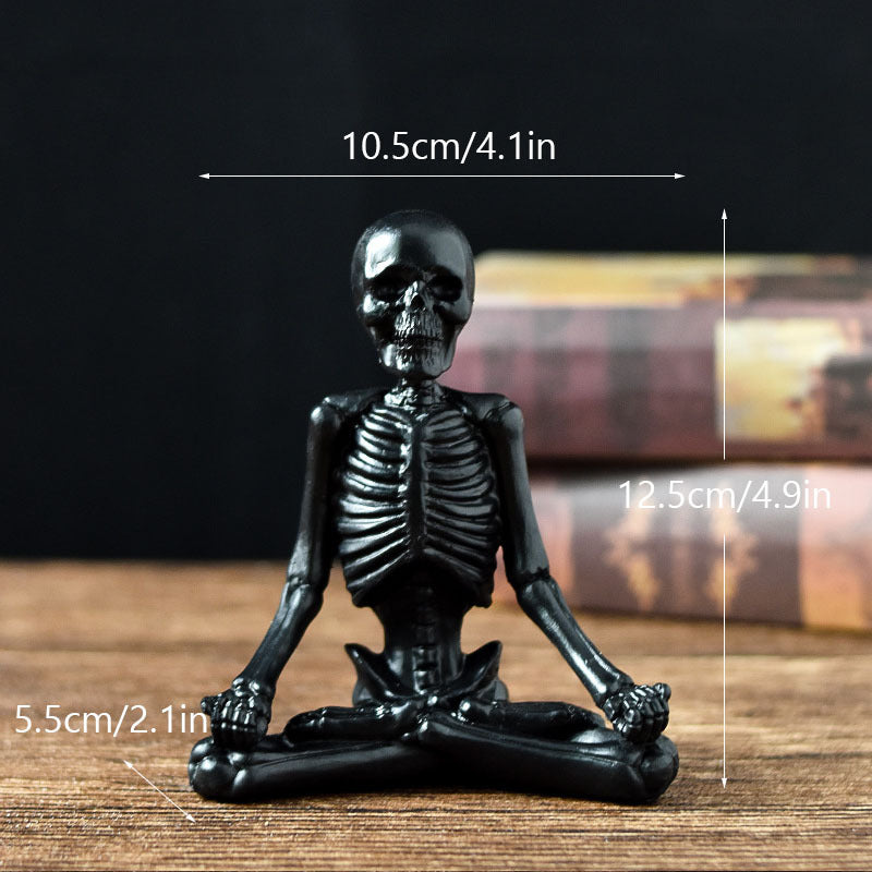 Halloween Skeleton Yoga Figurine Set – Spooky Meditation Decorations for Parties & Home