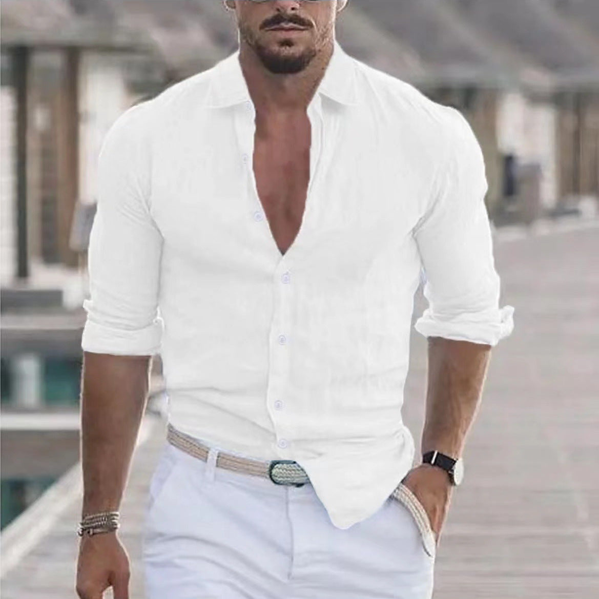 Alfred – Men's Linen Button-Up Beach Shirt