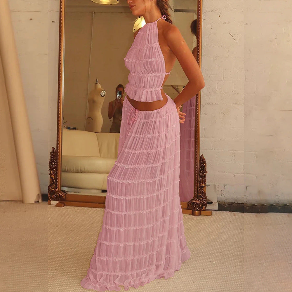 Amelia – Elegant Sleeveless Halter Dress Set