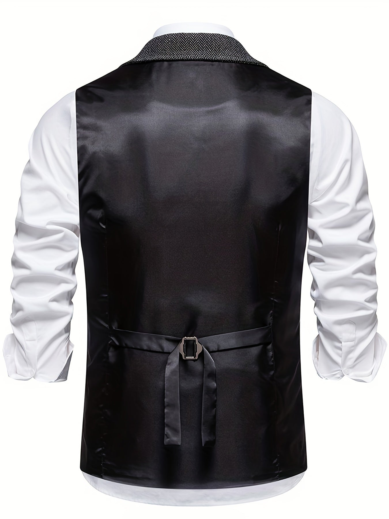 Men's Classic Herringbone Waistcoat Vest – Formal Retro Style for Business or Special Occasions