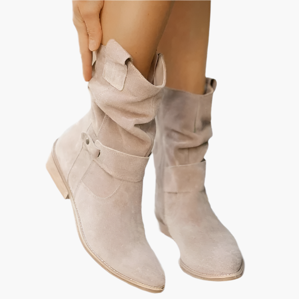 Women's Low-Cut Suede Boots with Zipper – Casual Comfortable Slip-Resistant Style