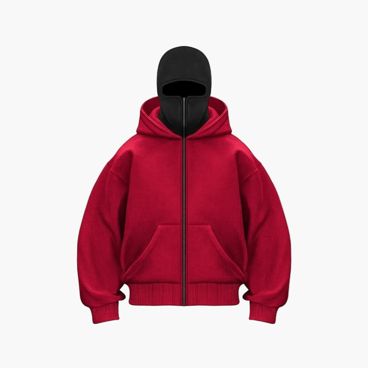 Men's Minimalist Full Zip Hoodie with Integrated Mask – Urban Streetwear Style